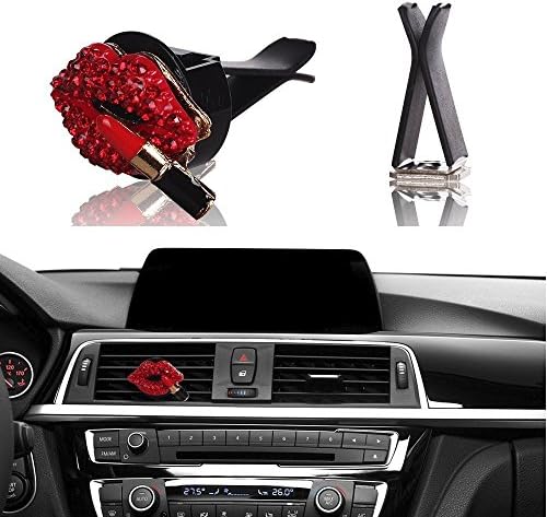 Bling Car Decor Red Lips Car Charme de clipe de ventilação de ar, acessórios para carros Bling para mulheres, Red Crystal Kiss
