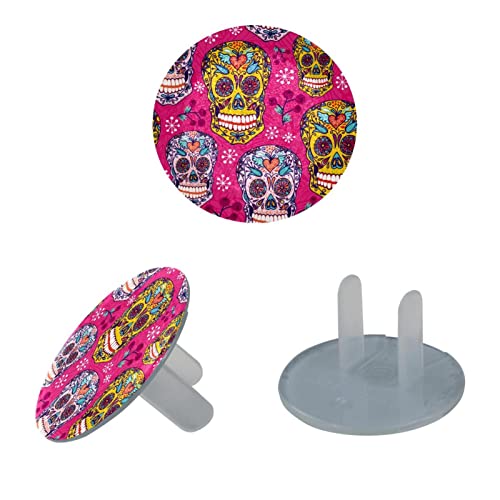 Pink Skulls Novelty Outlet Capas Capas de plugue de prova de bebê decorativas 24 embalagem, tampas de tomada de plugue de segurança