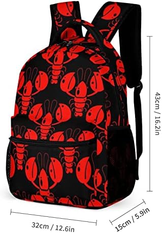 Lagostas Red Lagshish Backpack Laptop Back Pack Printa Bolsa de ombro Daypack unissex