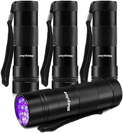 Morpilot Blacklight lanternas UV lanterna: 12 LED 395nm 4 PCs Mini lanterna leve preta, Luz do detector de urina para animais de