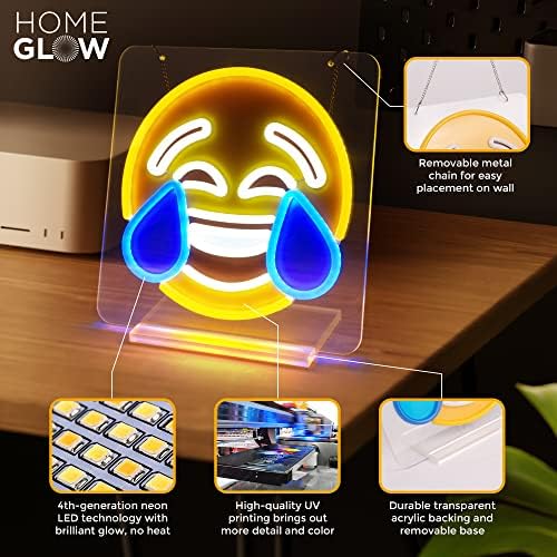 Homeglow Emoji Neon Sign | Arte da parede LED ou decoração de mesa | Quarto, festa ou presente