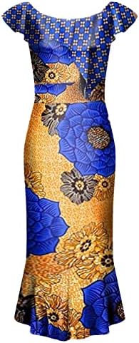 Vestidos femininos de verão boho da moda do ombro Hollow fora de manga curta Bodycon Ruffle Hem Midi Night Dress