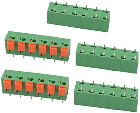 X-Dree 5pcs KF142 400V 15A 7,62 mm Pitch 6P Bloco de terminal de mola verde para montagem de PCB (5pz KF142 400-V 15A 7,62mm Pitch