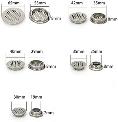 Capas de ventilação circular plana de 19 mm Hole de malha de aço inoxidável para o armário de banheiro da cozinha da cozinha 20