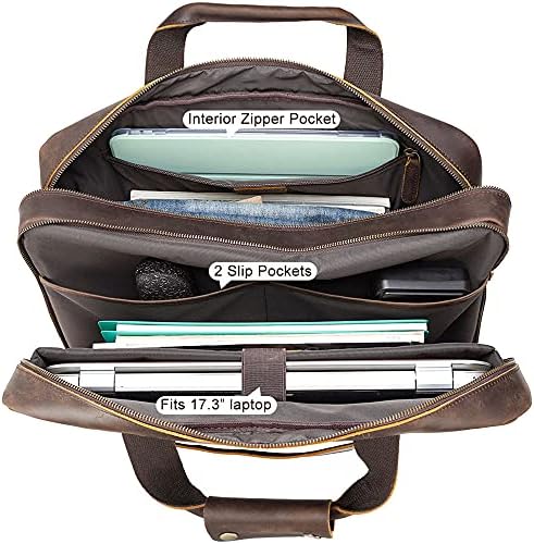 Tarding X-Large 18 Genuine Leather Breaksouch for Men Travel Messenger Messenger Bags de admissão Caixa Caps de 17,3