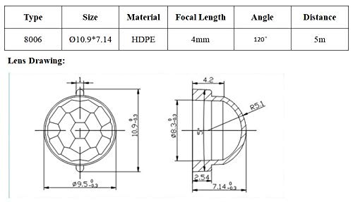 10pcs PIR Optical Fresnel lente 8006 para o corpo de infravermelho pyroelétrico do corpo humano sensor de detecção