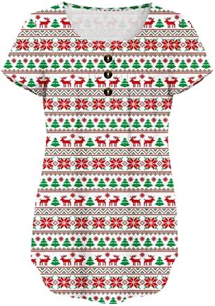 Camas de impressão de árvore de Natal para mulheres túnica gráfica de túnica de neve top solto em vínculos de pescoço camisetas