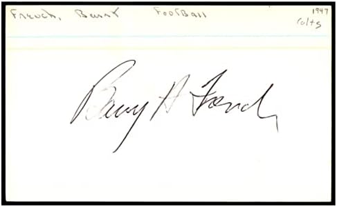 Barry French assinado cartão de índice 3x5 Autografado Colts Lions 86812 - Assinaturas de corte da NFL