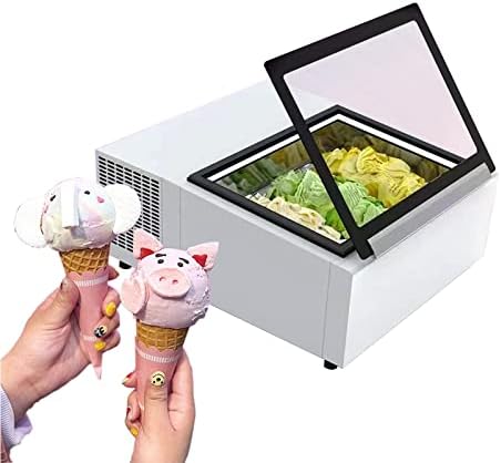 MVCKYI Comercial Banchartop Hard Ice Cream Showcase com 3 bandejas de armazenamento quadrado, Capacidade de 1/3gn Capacidade de pan