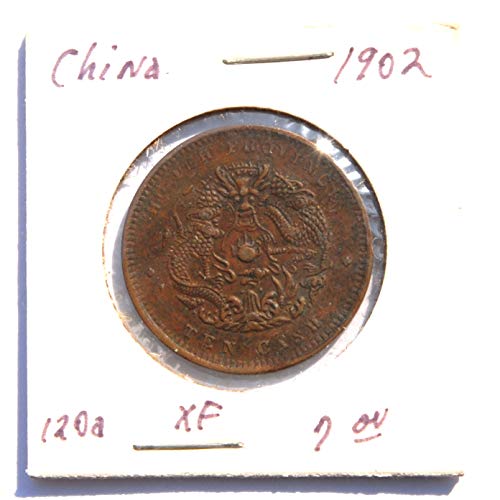 1902 CN China 10 Cash - Guangxu) Coin Detalhes muito finos