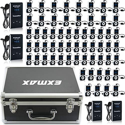EXMAX EX-100 Wireless Tour Guide System/Transmissão de áudio com estojo de transporte, para ensino, conferência, guias turísticos