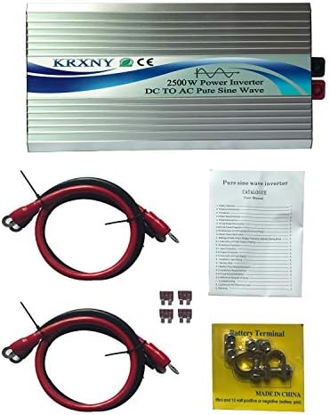 KRXNY 2500W Inversor de energia do carro Pure Wave 12V DC a 110V 120V AC 60Hz com tela LCD