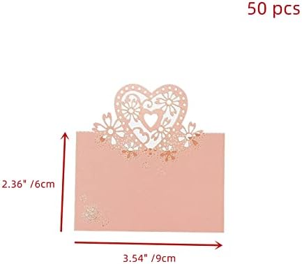 WDONAY Pink em forma de coração Cartões de lugar pontuados para facilitar o cartão de assento dobrável para banquetes de casamento