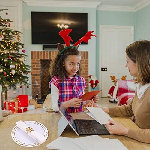 ABAODAM 6 PCS Christmas Snowflake Rings Rings Dinning Settle Usado para celebrar o Natal