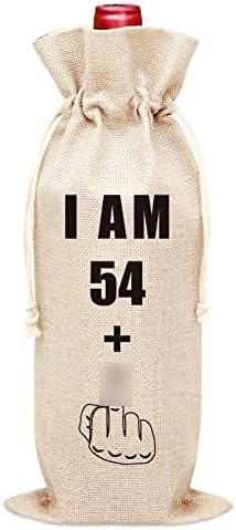 55ª bolsa de vinho de aniversário, eu tenho 54+1 Ideia de presente para ele, 1 PC Vinho Tampa de capa de presente