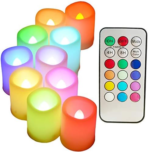 Velas sem chamas de cor doce com timer e controle remoto que mudam as luzes de chá LED Velas, velas votivas operadas por bateria