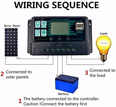 Controlador de descarga de carga solar Fafeicy, PWM Dual Usb Photovoltaic MPPT Regulador do painel solar, com tela LCD ajustável,