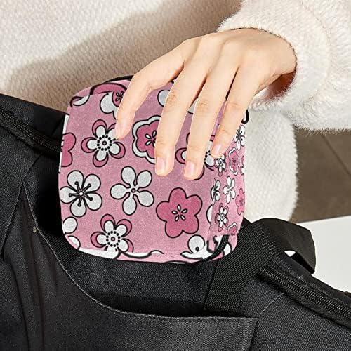 Blossoms Pink Flowers Pouch Período, bolsa de armazenamento portátil de tampão para guardana