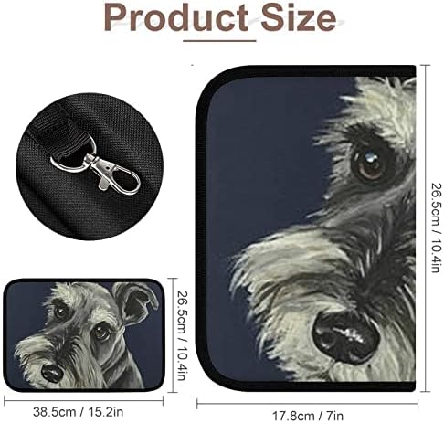 Pintura a óleo de schnauzezer cão dobrável ferramenta organizador de bolso de bolso multifuncional de pano dobrável saco de