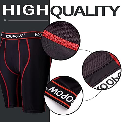 Koopow Youth Boys Compression Shorts Apoiadores Athletics com Copo Spot Copo Esporte Performance Desempenho Baselador Baselador