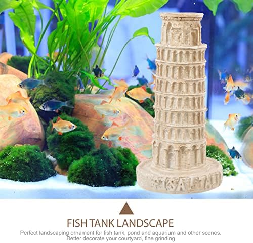 Acessórios para desktop de Toyvian, torre inclinada de pisa aquário decorações de tanques de peixes estátuas da Itália Building