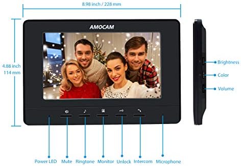 Sistema de intercomunicação de vídeo amocam, 7 polegadas monitoram kits de porção de vídeo de porta de vídeo com fio, interfone da