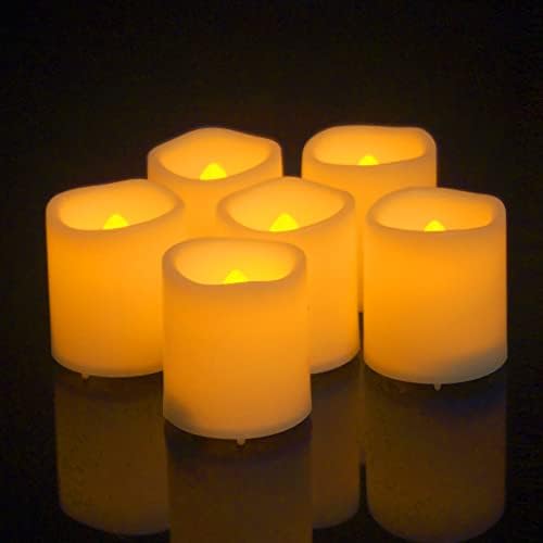 2wdecor 6 pacote de velas votivas sem chamas com luzes de chá LED de bateria duradouras, luminárias de tealights de tealights