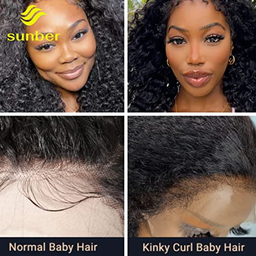 Sunber 4C Kinky Edge Kinky Curly Skin derretia perucas frontais de renda natura