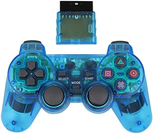 TPFOON Wireless Controller for PS2 - Jogo de vibração dupla Remote Gamepad Compatível com o PlayStation 2 Console