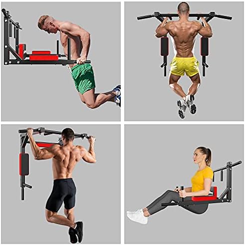 Syzythoy Multifuncional Montagem de parede Pull Up BAR BAR UP, DIP STATION PARA A GYM HOME, TREMO INTERIOR, APOIO A 440