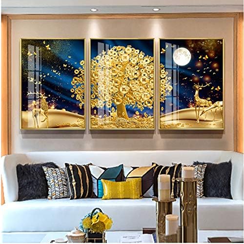 Wenlii Wall Decoration Art Pintura emoldurada pintura decorativa Murais nórdicos Pinturas de parede de parede Pintura tripla de parede