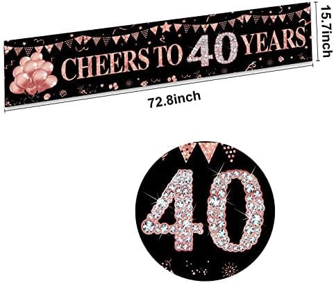40º aniversário Decorações de banner para mulheres, Rose Gold Cheer