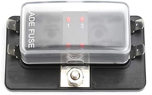 Kdafa Way Blade Fuse Box, 12V/24V 4 Way Blade Car Box Box Solder com luzes de aviso de falha LED
