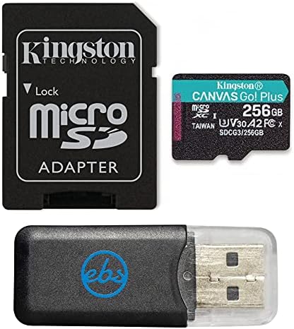 Kingston 256 GB MicrosDXC Canvas Go Plus Funciona com a câmera Dash Rexing V1, V1-4K, V5, V1GW Classe 10 U3 A2 V30 Pacote
