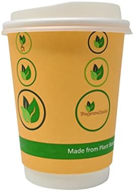 Biogreenchoice 12 onças. Xícara quente ecológica compostável com forro de biografia [contagem de 144], xícaras de café descartáveis