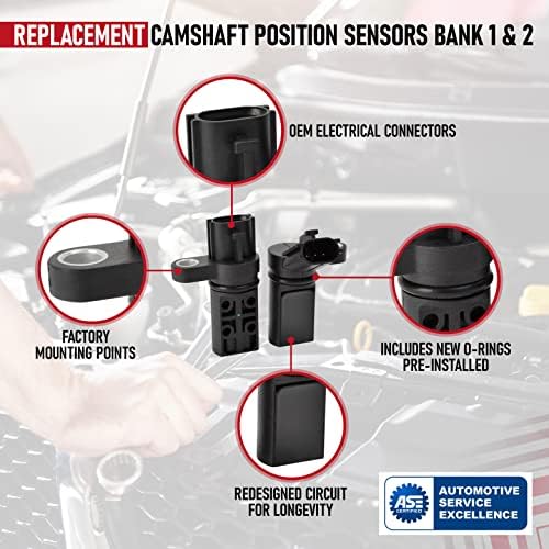Camshaft Position Sensor PHASE Set of 2 - Compatible with Nissan and Infiniti 3.5L, 4.0L V6 Altima, Maxima, 350Z, Pathfinder,