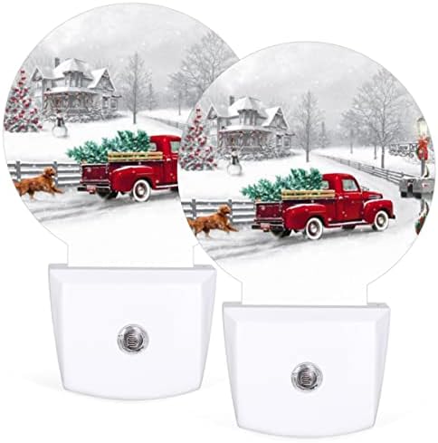 Luzes noturnas 2 pacote, inverno natal de natal púldem redonda de neve na parede Nightlights, Auto Dark to Dawn Led