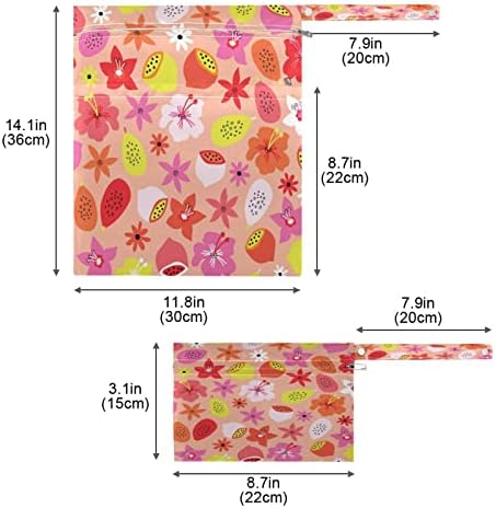 Kigai 2pcs fralda de pano de bebê Sacos secos molhados Flores de limão Saco de molhado reutilizável com dois bolsos com