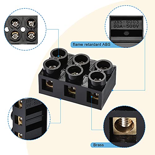 Meccanixity Terminal Bloco 500V 60A Linha dupla 3 posições parafuso Faixa de barreira elétrica