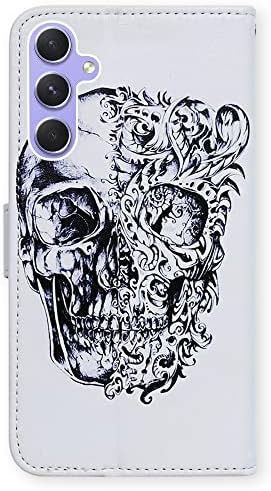 Bcov Galaxy A54 Case, Floral Skull Plants Caixa de telefonia de couro capa de carteira com suporte de caça -níqueis