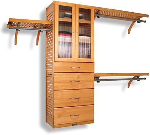 Home 16in. Deep Solid Wood 4 gaveta/portas de luxo organizador de mel bordo de cetim bronzeado