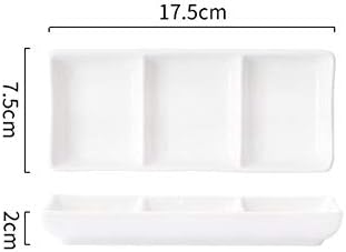 1pc mini branca de cerâmica retangular 3 aperitivos de compartimento que serve bandeja de 6,9 ​​x 3,0 polegadas Dividido