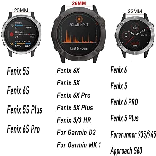 AMSH 26 20 22mm Silicone Redunda Relógio Relógio Strap para Garmin Fenix ​​7x 6x Relógio EasyFit Strap Strap