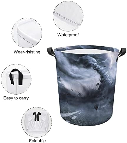 Poderoso tornado lavanderia dobrável Tornado cesto cesto de lavanderia com alças para lavar o caixote de roupas sujas para dormitório,