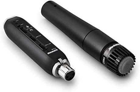 Microfone de instrumento dinâmico Cardioid Shure SM57 com adaptador de sinal X2U XLR-Usb para monitoramento de latência