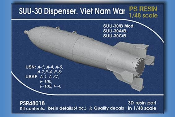 Imprimir escala PSR48018 1/48 Dispensador SUU-30. Guerra do Vietnã. Suu-30a/b mod. 4 pc