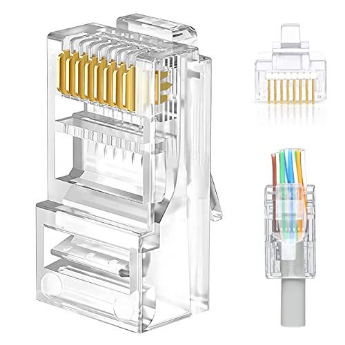 Tedgetal Cat6 / Cat5e RJ45 Passe pelo pacote de conectores com ferramenta de crimpagem