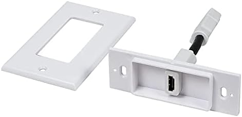 Monoprice 107330 Placa de parede de 2 peças com cabo HDMI de alta velocidade flexível de 4 polegadas com Ethernet, porta única,
