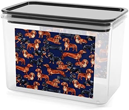 DACHSHUND DOG PRIMENTO AZUL Blue Storage Caixa de contêineres organizadores de alimentos plásticos com tampa para cozinha