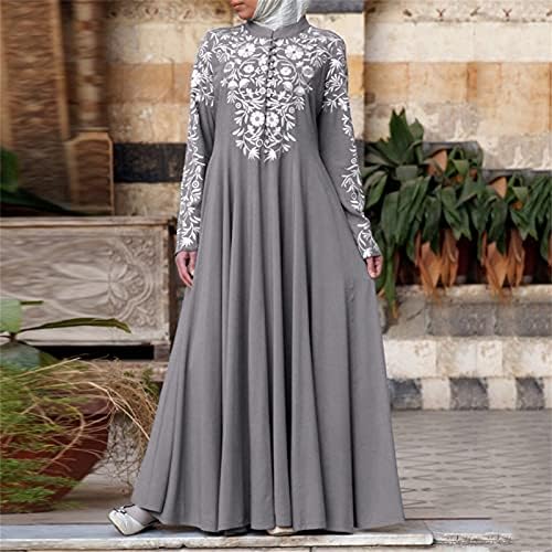 Vestido Mobctg Plus Size para mulheres, Mulheres Vestido Muçulmano Kaftan Árabe Jilbab Abaya Islâmico Costura Maxi Dress,